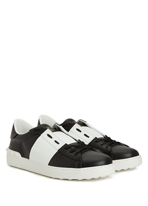 Open Siyah Beyaz Erkek Deri Sneaker - Görsel 3