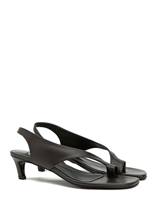 Koyu Kahverengi Kadın Deri Sandalet - Görsel 3