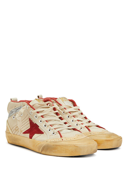 Mid-Star Ekru Kırmızı Kadın Sneaker - Görsel 3