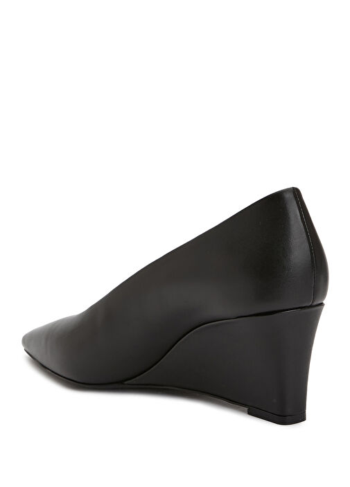 Siyah Deri Topuklu Ayakkabı - Görsel 4