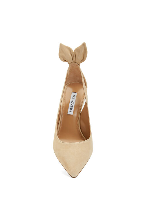Bow Tie Nude Süet Topuklu Ayakkabı - Görsel 5