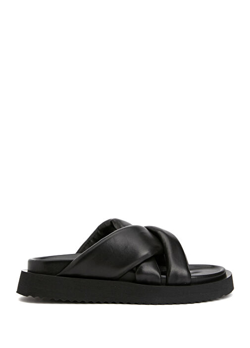 Siyah Kadın Deri Terlik - Görsel 2