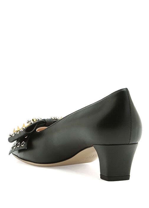 Siyah Deri Topuklu Ayakkabı - Görsel 4