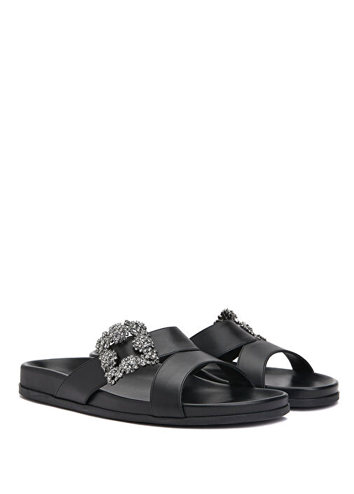 Chilanghi Siyah Toka Detaylı Kadın Deri Terlik - Görsel 3