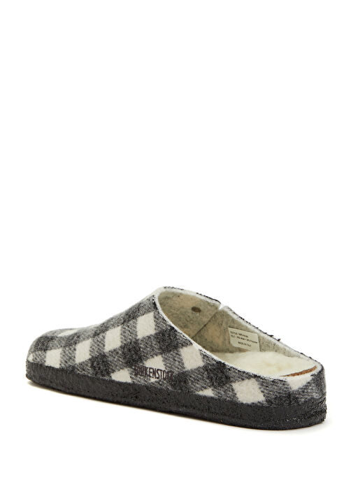 Zermatt Shearling Siyah Beyaz Ekoseli Kadın Terlik - Görsel 4