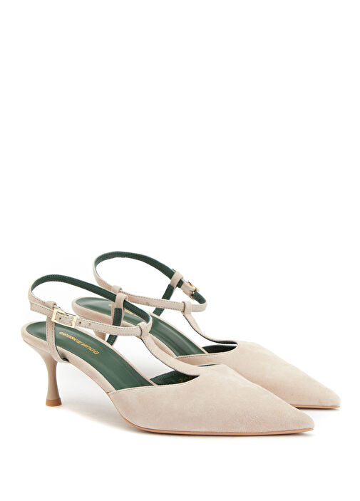 Nude Süet Topuklu Ayakkabı - Görsel 3