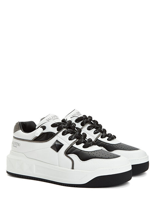 One Stud Beyaz Gri Erkek Deri Sneaker - Görsel 3