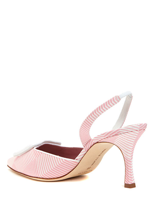 Mayslibi Pembe Beyaz Desenli Topuklu Ayakkabı - Görsel 4