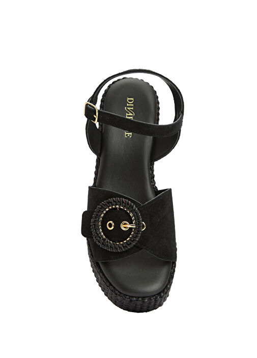 Siyah Kadın Süet Sandalet - Görsel 5