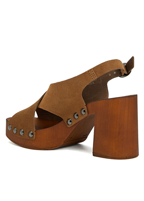 Kahverengi Kadın Süet Sandalet - Görsel 4