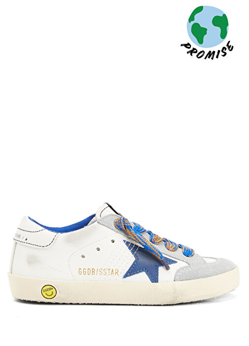 Super Star Mavi Beyaz Unisex Çocuk Deri Sneaker - Görsel 2
