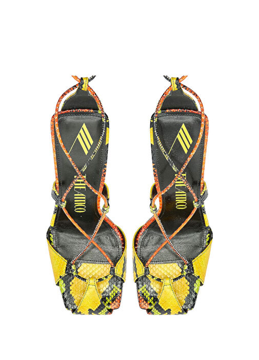 Adele Sarı Bağlamalı Deri Topuklu Ayakkabı - Görsel 3