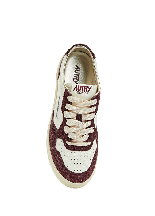 Bordo Beyaz Kadın Deri Sneaker - Görsel 5
