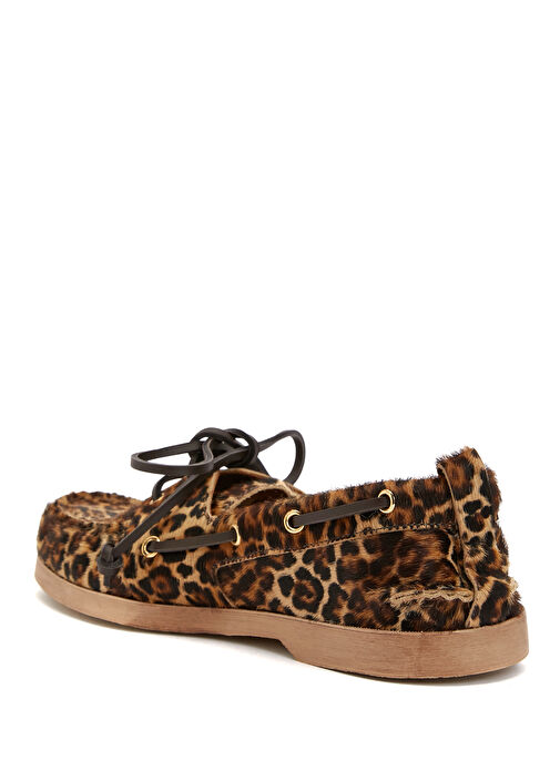 Leopar Desenli Kadın Süet Loafer - Görsel 4