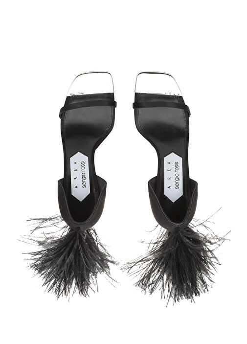 Amazona Siyah Topuklu Saten Sandalet - Görsel 5