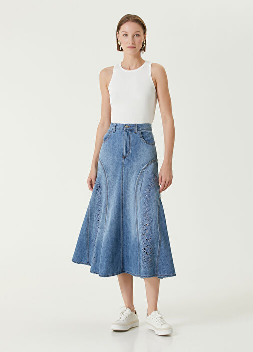 Chloe - Blue Midi Denim Skirt