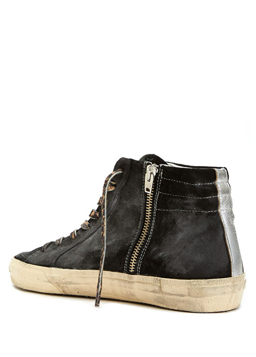 Slide Siyah Kadın Deri Bilek Boy Sneaker - Görsel 4