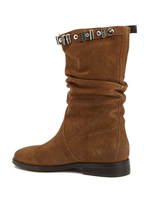 Taba Taşlı Kadın Süet Bot - Görsel 4