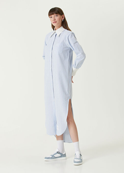 Thom Browne - Blue Striped Midi Shirt Dress