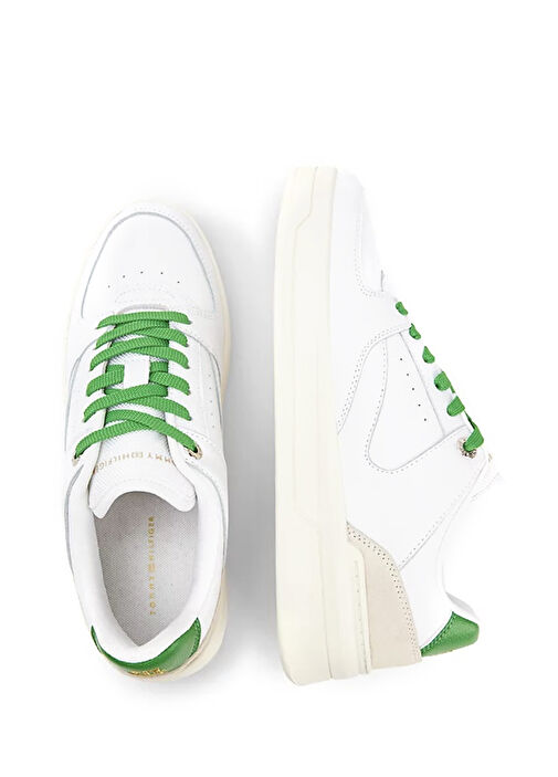 Basket Beyaz Yeşil Kadın Deri Sneaker - Görsel 9