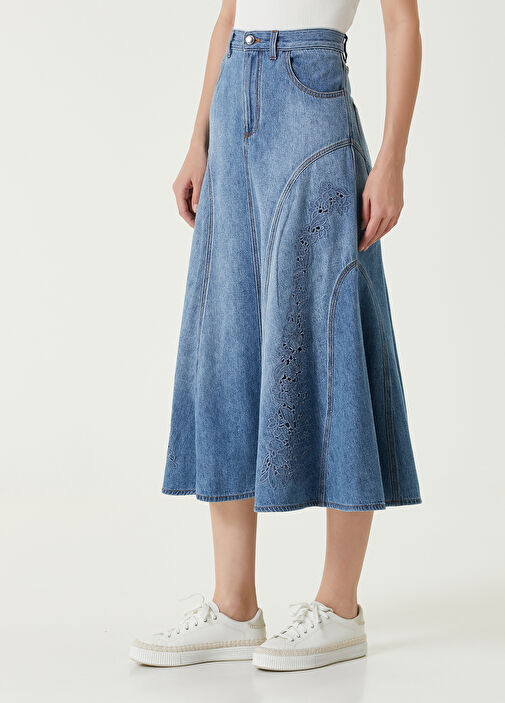 スカート Chloe SS25 DENIM MIDI SKIRT (CH25SDS02158 476) Chloe - Blue Midi Denim Skirt