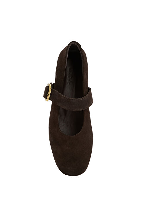 Kahverengi Antik Tokalı Kadın Süet Babet - Görsel 5