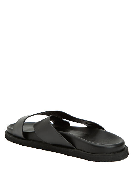 Siyah Çapraz Bantlı Erkek Deri Terlik - Görsel 4