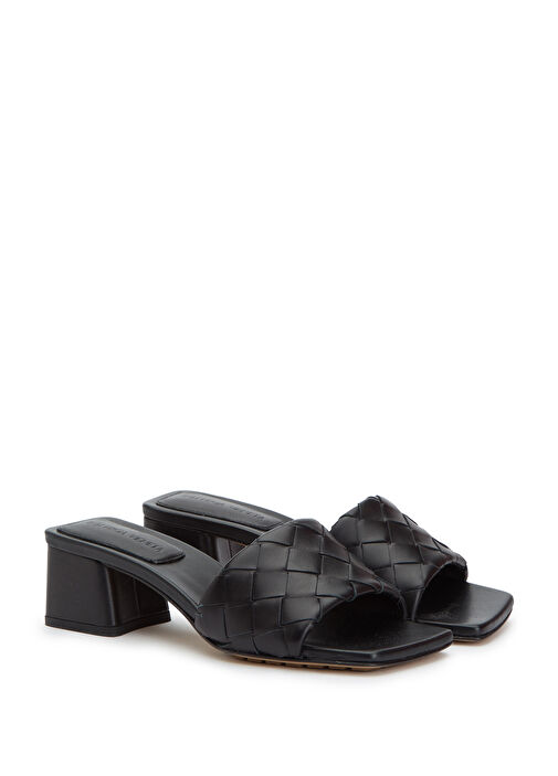 Riva Siyah Örgülü Kadın Deri Terlik - Görsel 3