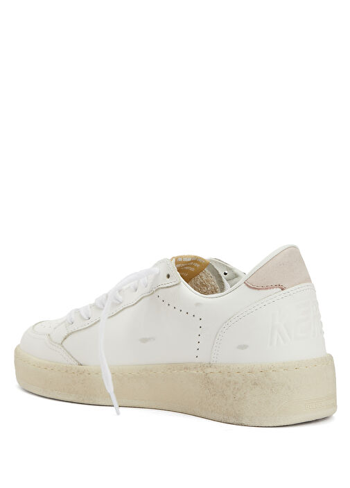 Ball Star Beyaz Pembe Kadın Deri Sneaker - Görsel 4