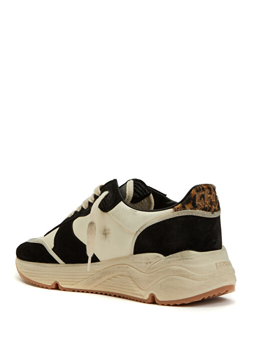 Running Sole Siyah Krem Kadın Deri Sneaker - Görsel 4