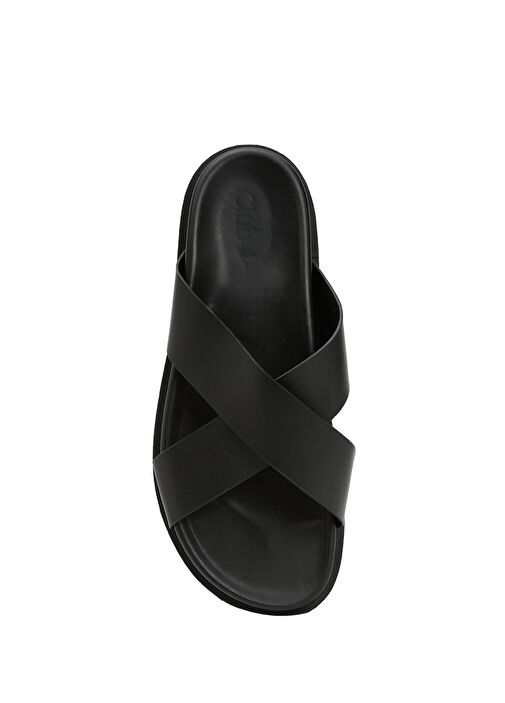 Siyah Çapraz Bantlı Erkek Deri Terlik - Görsel 5