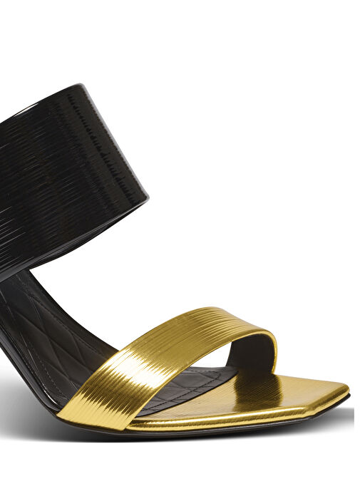 Siyah Gold Kadın Deri Terlik - Görsel 6