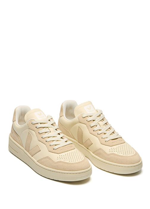 V-90 Bej Kadın Deri Sneaker - Görsel 3