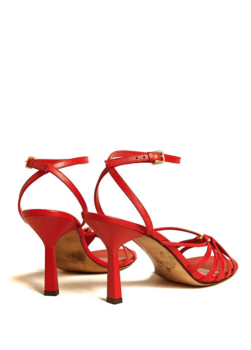 Kırmızı Kadın Deri Sandalet - Görsel 4