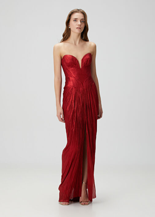 Maria Lucia Hohan シルク マキシ イブニングドレス 未使用 Maria Lucia Hohan - Noor Red Maxi Silk Evening Dress