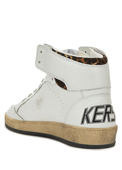 Beyaz Leopar Desen Detaylı Logolu Kadın Sneaker - Görsel 4