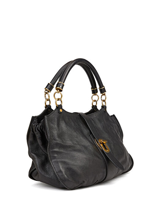 バッグ Vintage Burberry Black Leather Handbag Beymen Reborn - Burberry Vintage Çanta - Siyah