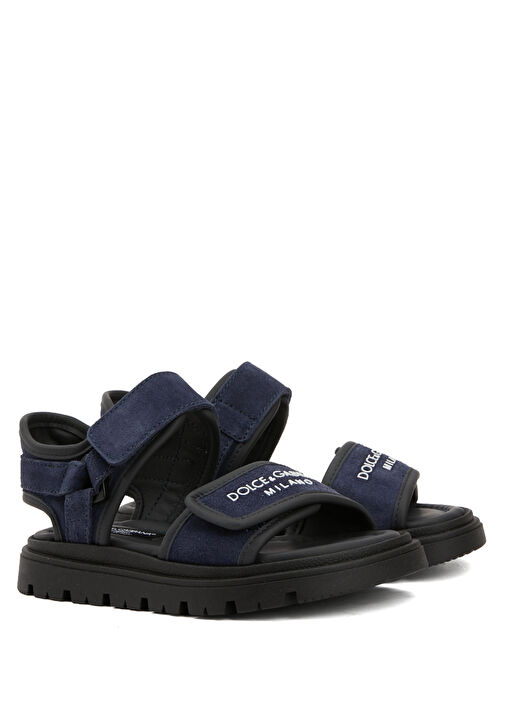 Mavi Siyah Erkek Çocuk Deri Sandalet - Görsel 3