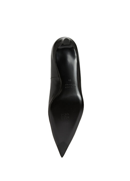 Siyah Deri Topuklu Ayakkabı - Görsel 6