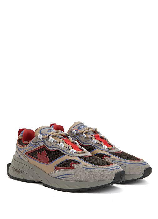 Runner Bordo Gri Erkek Deri Sneaker - Görsel 3