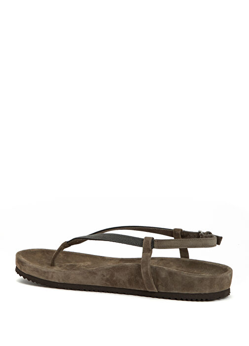 Gri Kadın Deri Sandalet - Görsel 4