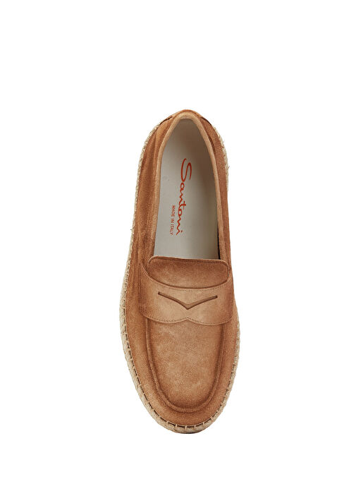 Santoni Açık Kahverengi Santoni Carlos Erkek Süet Loafer