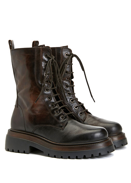 Kahverengi Kadın Deri Bot - Görsel 3