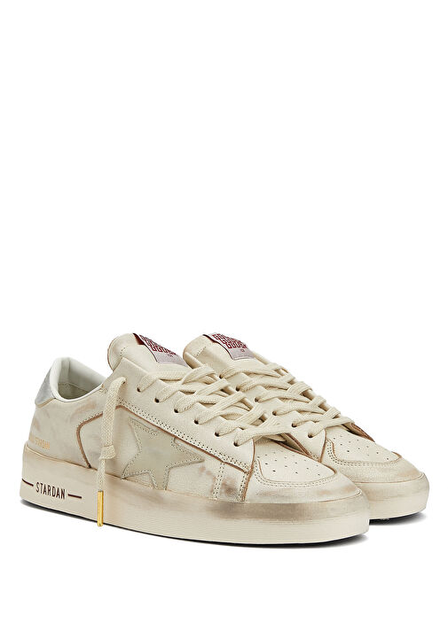 Golden Goose Gümüs-Bej Kadın Stardan Bej Kadın Deri Sneaker