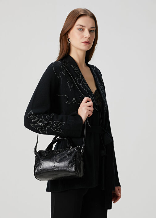 Zadig&Voltaire Siyah Kadın Sunny XS Vibe Gri Kadın Rugan Deri El