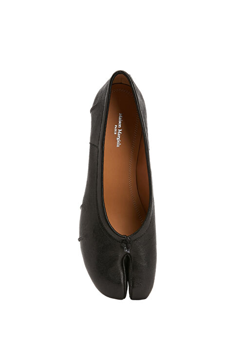 Tabi Siyah Deri Topuklu Ayakkabı - Görsel 5