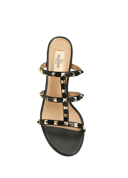 Rockstud Siyah Trok Detaylı Kadın Deri Terlik - Görsel 5