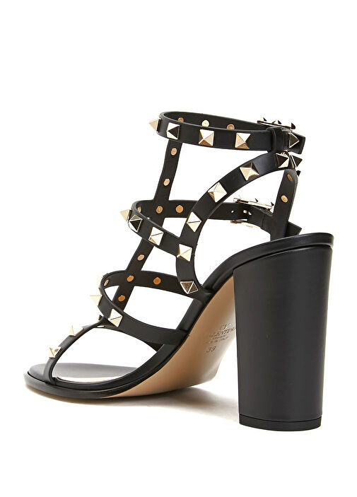 Rockstud Siyah Kadın Deri Sandalet - Görsel 4