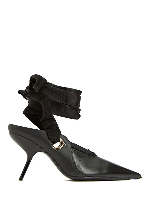 Siyah Deri Topuklu Ayakkabı - Görsel 2