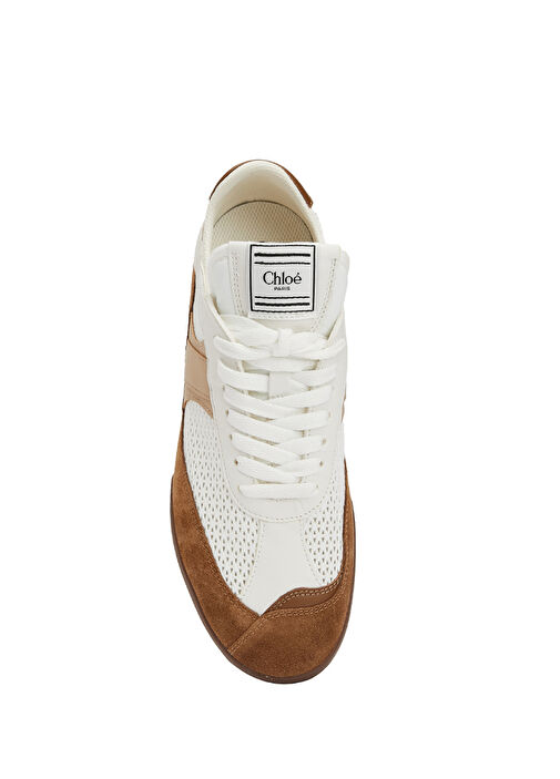 Kick Beyaz Kahverengi Kadın Deri Sneaker - Görsel 5